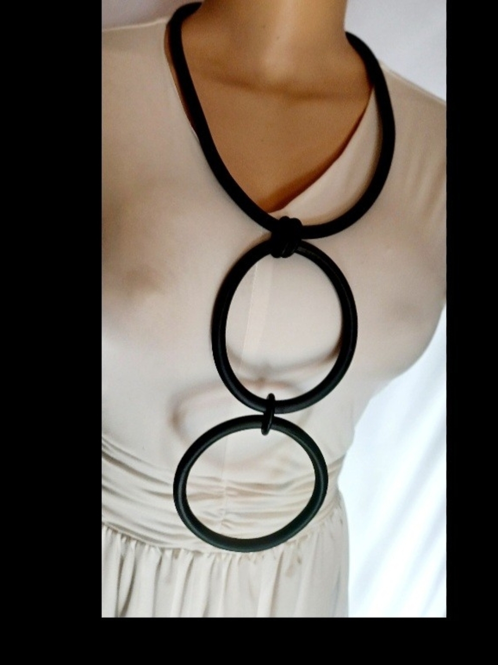 Black Statement Double-Ring Necklace
